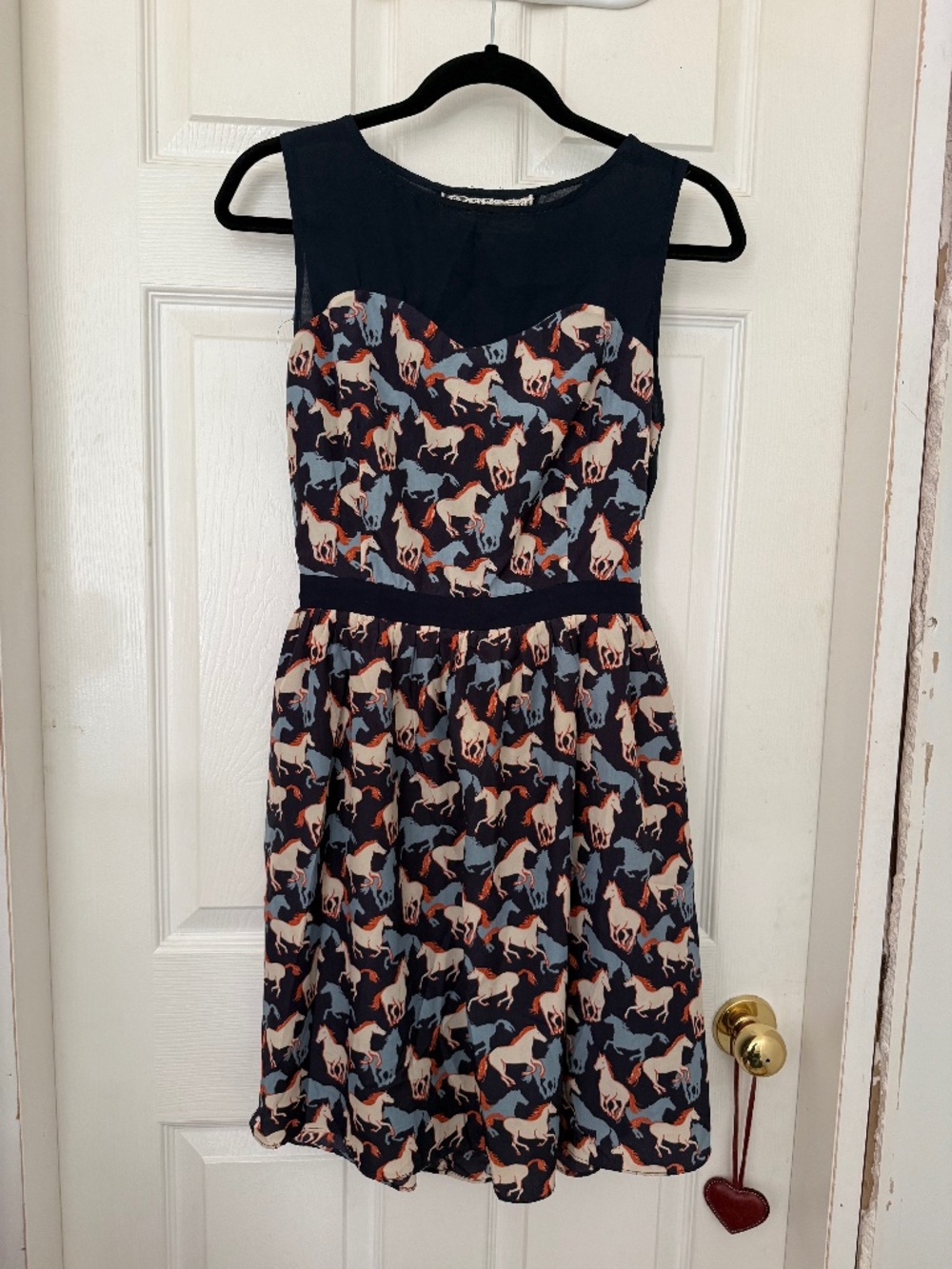 The Runaway Summer Dress Sleeveless Open Back Horse Print - Size M